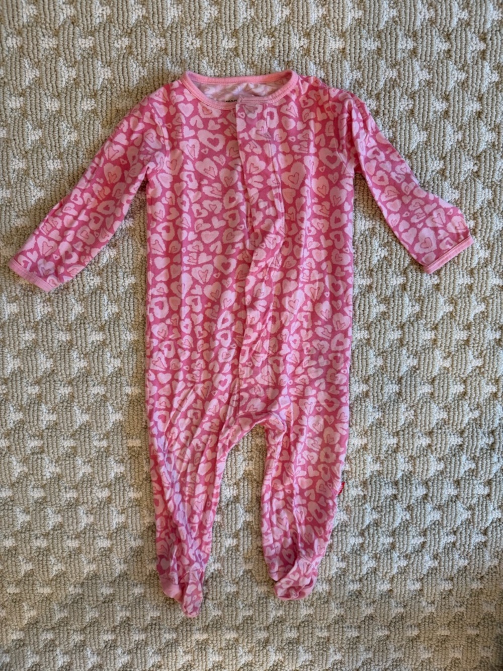 Magnetic Me Pink Heart-Print Footed One-Piece